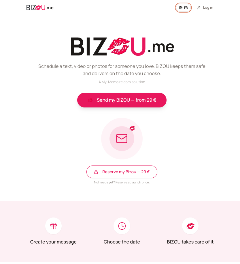 English homepage of BIZOU.me
