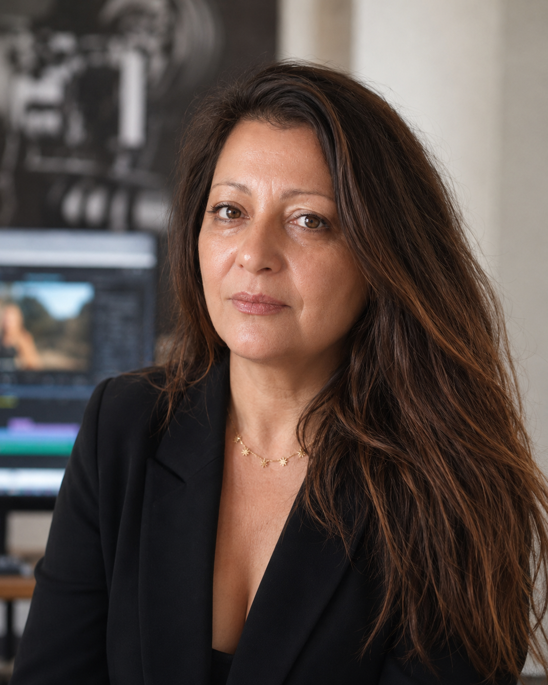 Mathilde Fréoa dans sa régie de montage